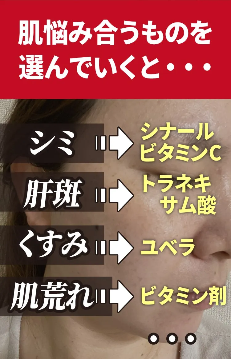 肌悩み合うものを選んでいくと